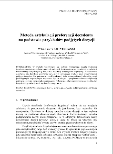 Metoda artykulacji preferencji decydenta na podstawie przykładów podjętych decyzji